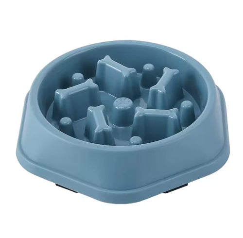 Gamelle anti glouton bleue pour chien et chat